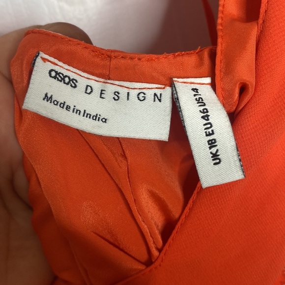 Asos Design Women's Orange Floral Beaded Sequined Mini Dress Layered size 14 - Picture 9 of 10